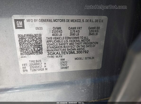 3GKALTEV3ML300792 2021 GMC TERRAIN Gray Вид підкапотного простору