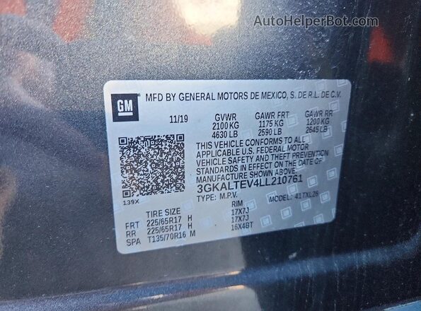 3GKALTEV4LL210761 2020 GMC TERRAIN Серый 