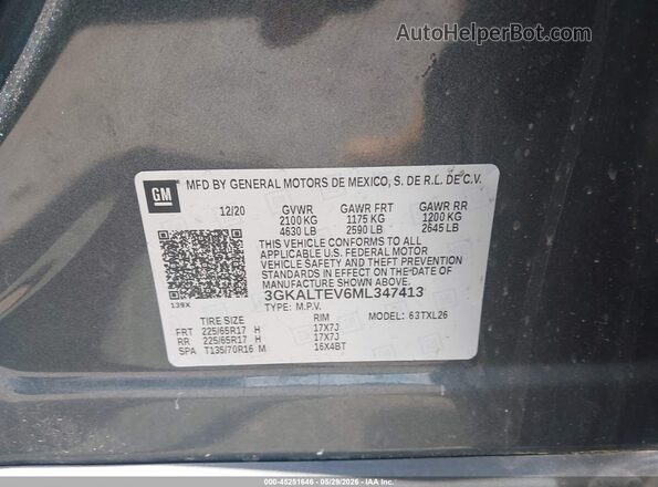 3GKALTEV6ML347413 2021 GMC TERRAIN Gray ძრავის განყოფილების ხედი