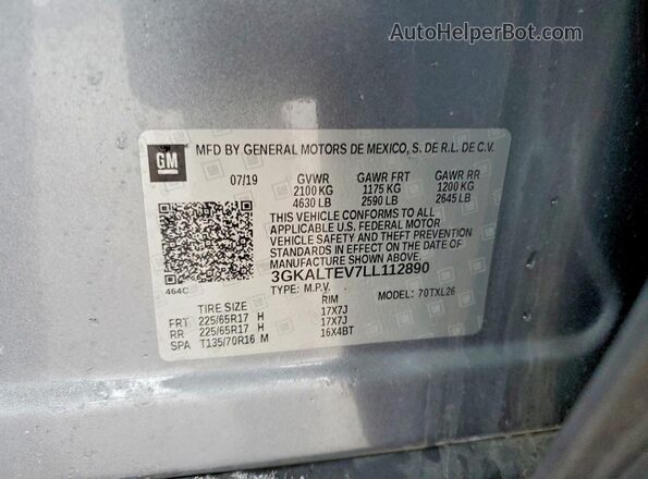3GKALTEV7LL112890 2020 GMC TERRAIN Gray 