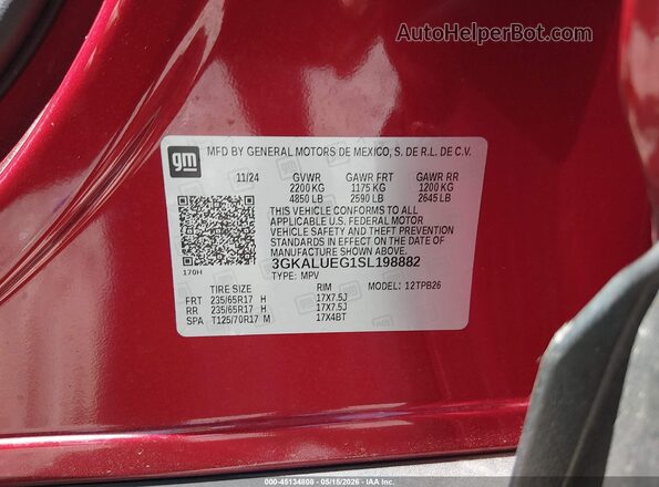 3GKALUEG1SL198882 2025 GMC TERRAIN Красный Вид подкапотного пространства