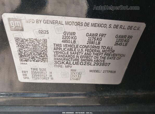 3GKALUEG2SL293807 2025 GMC TERRAIN Черный Вид подкапотного пространства