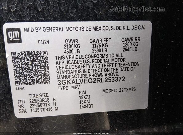 3GKALVEG2RL253372 2024 GMC TERRAIN Black Շարժիչի բաժամունքի տեսք