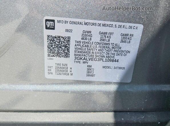 3GKALVEG3PL109844 2023 GMC TERRAIN Серебряный 
