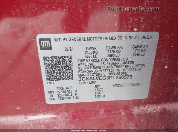 3GKALVEG3RL260573 2024 GMC TERRAIN Red Vista del compartimento del motor