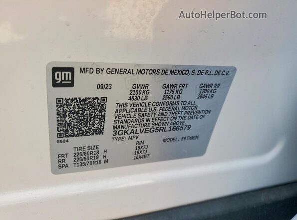 3GKALVEG5RL166579 2024 GMC TERRAIN White 360 interior view