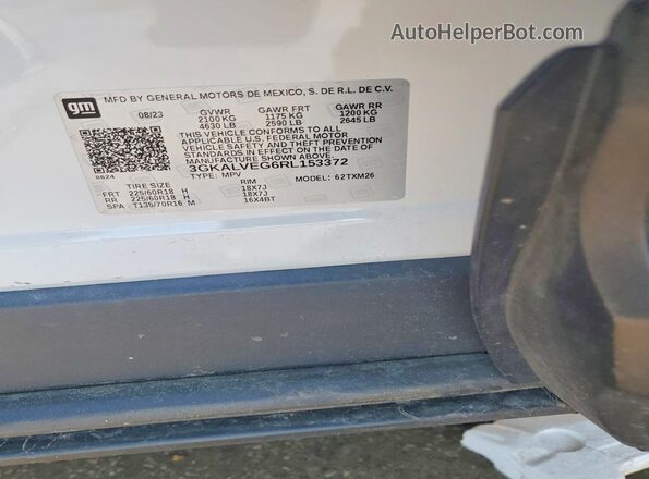 3GKALVEG6RL153372 2024 GMC TERRAIN White Widok naklejki z numerem VIN
