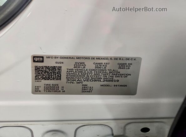 3GKALVEG9RL268919 2024 GMC TERRAIN White 