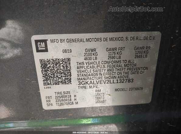 3GKALVEV2LL132783 2020 GMC TERRAIN Gray Շարժիչի բաժամունքի տեսք