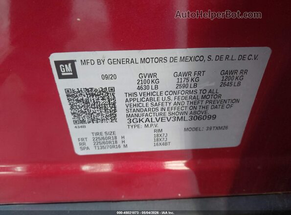 3GKALVEV3ML306099 2021 GMC TERRAIN Red Engine compartment view