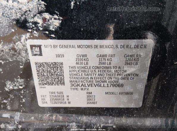 3GKALVEV6LL179069 2020 GMC TERRAIN Black Շարժիչի բաժամունքի տեսք