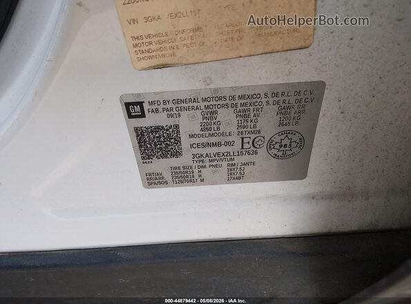 3GKALVEX2LL157636 2020 GMC TERRAIN White Widok komory silnika
