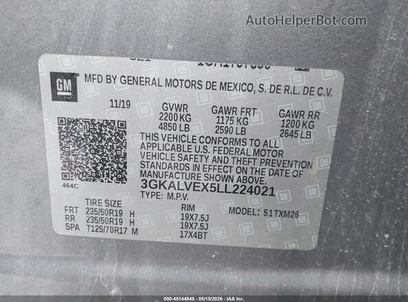3GKALVEX5LL224021 2020 GMC TERRAIN Gray Widok komory silnika