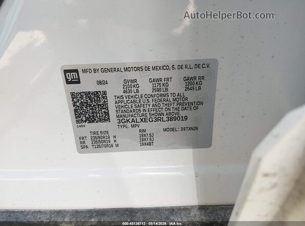 3GKALXEG3RL389019 2024 GMC TERRAIN Белый Вид подкапотного пространства