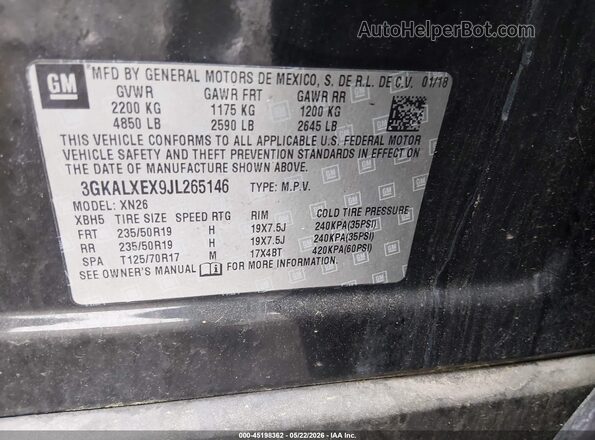 3GKALXEX9JL265146 2018 GMC TERRAIN Черный Вид подкапотного пространства