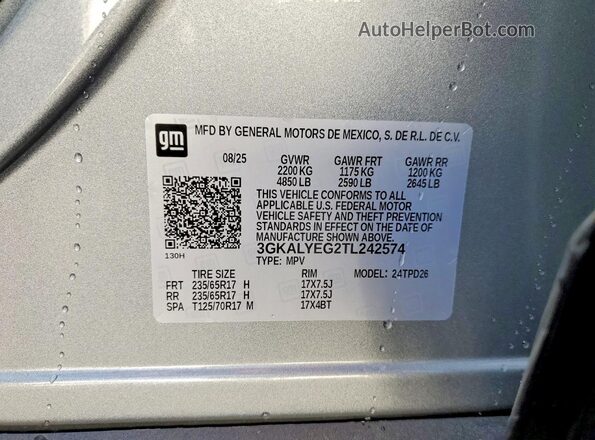 3GKALYEG2TL242574 2026 GMC TERRAIN Серебряный Вид наклейки с VIN-кодом