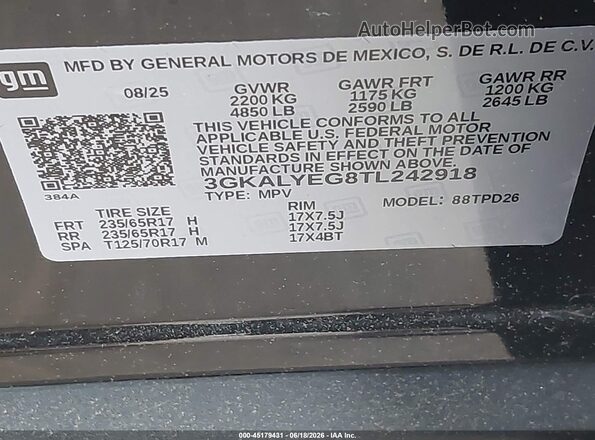 3GKALYEG8TL242918 2026 GMC TERRAIN Black ძრავის განყოფილების ხედი