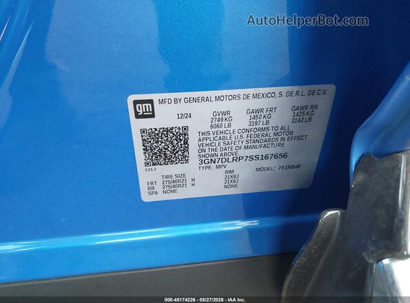 3GN7DLRP7SS167656 2025 CHEVROLET EQUINOX Blue Вид підкапотного простору