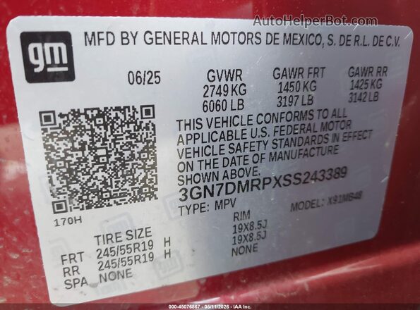 3GN7DMRPXSS243389 2025 CHEVROLET EQUINOX Burgundy 