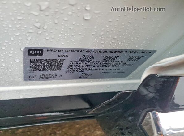 3GN7DNRP0SS236702 2025 CHEVROLET EQUINOX Белый Вид наклейки с VIN-кодом