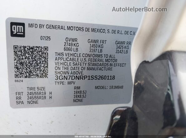 3GN7DNRP1SS260118 2025 CHEVROLET EQUINOX White Engine compartment view