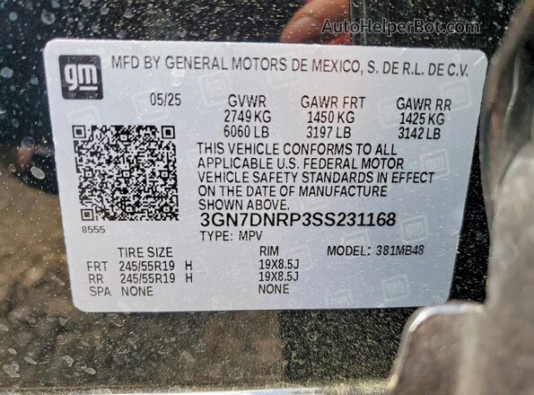 3GN7DNRP3SS231168 2025 CHEVROLET EQUINOX Black 