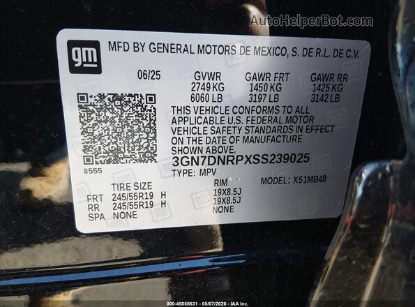 3GN7DNRPXSS239025 2025 CHEVROLET EQUINOX Black 