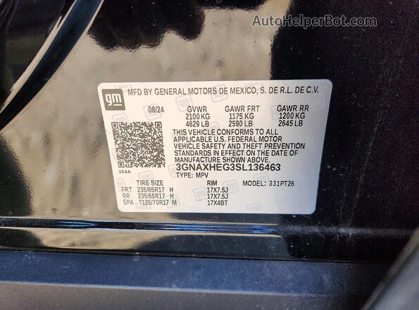 3GNAXHEG3SL136463 2025 CHEVROLET EQUINOX Черный 