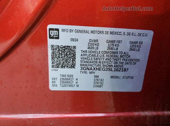3GNAXHEG3SL162187 2025 CHEVROLET EQUINOX Red 