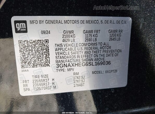 3GNAXHEG6SL169036 2025 CHEVROLET EQUINOX Black Շարժիչի բաժամունքի տեսք
