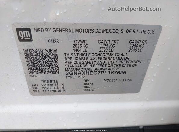 3GNAXHEG7PL167626 2023 CHEVROLET EQUINOX Белый Вид подкапотного пространства