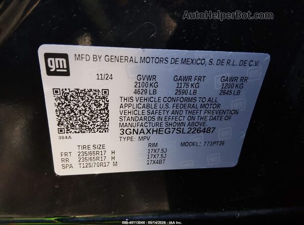 3GNAXHEG7SL226487 2025 CHEVROLET EQUINOX Black Vista del compartimento del motor