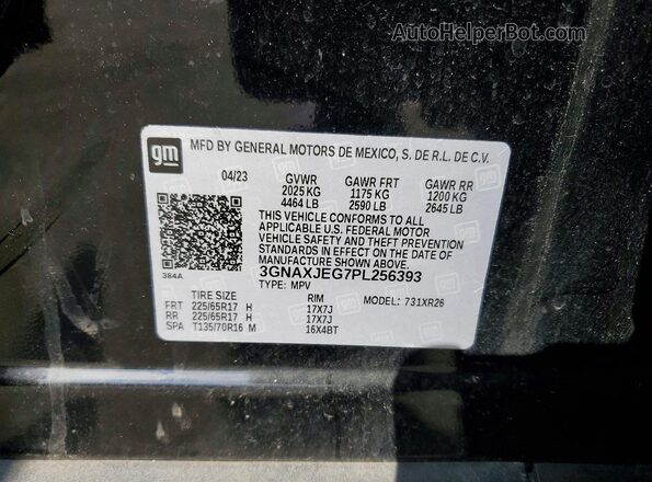 3GNAXJEG7PL256393 2023 CHEVROLET EQUINOX Черный 