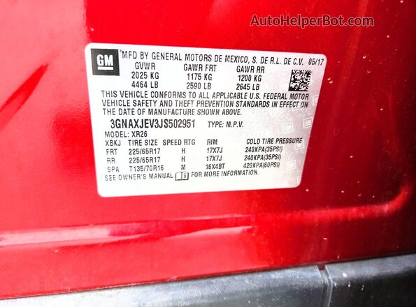 3GNAXJEV3JS502951 2018 CHEVROLET EQUINOX Burgundy Սալոնի 360 աստիճան տեսք
