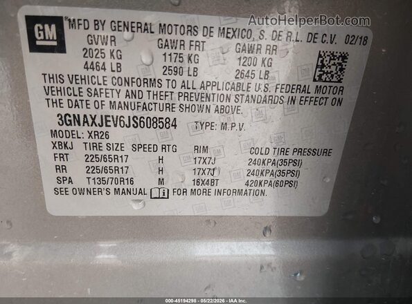 3GNAXJEV6JS608584 2018 CHEVROLET EQUINOX Золотой 