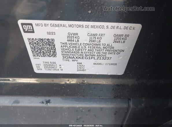 3GNAXKEG1PL213237 2023 CHEVROLET EQUINOX Black Engine compartment view