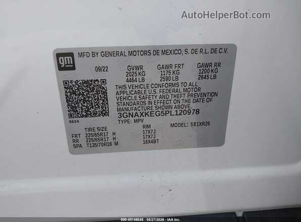 3GNAXKEG5PL120978 2023 CHEVROLET EQUINOX White Вид підкапотного простору