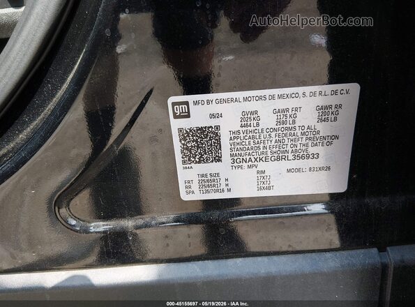 3GNAXKEG8RL356933 2024 CHEVROLET EQUINOX Black Vista del compartimento del motor