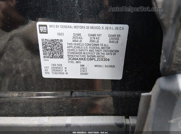 3GNAXKEG9PL219304 2023 CHEVROLET EQUINOX Черный Вид подкапотного пространства
