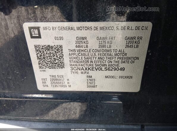 3GNAXKEV0LS629049 2020 CHEVROLET EQUINOX Blue Շարժիչի բաժամունքի տեսք