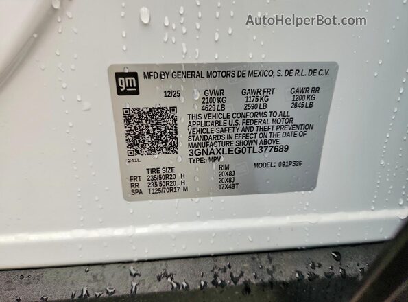 3GNAXLEG0TL377689 2026 CHEVROLET EQUINOX White 
