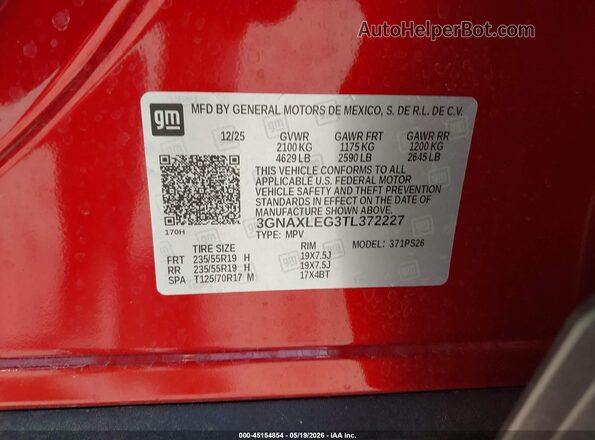 3GNAXLEG3TL372227 2026 CHEVROLET EQUINOX Red 