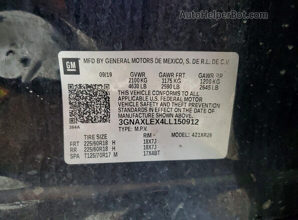 3GNAXLEX4LL150912 2020 CHEVROLET EQUINOX Black 