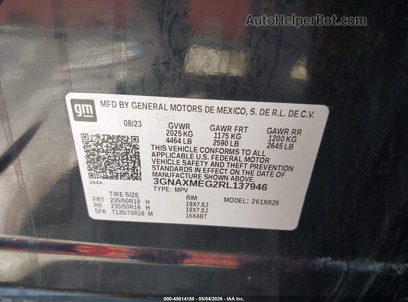 3GNAXMEG2RL137946 2024 CHEVROLET EQUINOX Black Вид підкапотного простору