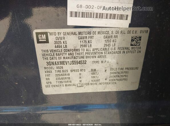 3GNAXMEV1JS594532 2018 CHEVROLET EQUINOX Black Engine compartment view