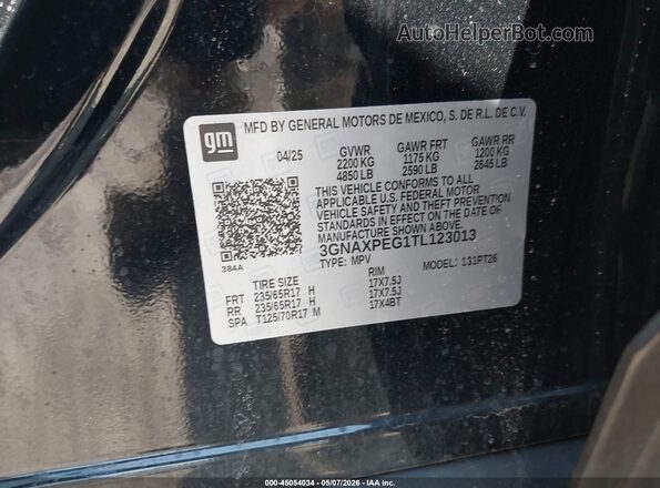 3GNAXPEG1TL123013 2026 CHEVROLET EQUINOX Black ძრავის განყოფილების ხედი