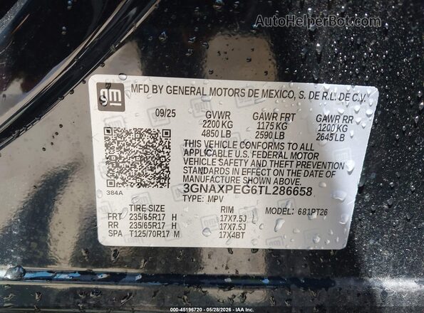 3GNAXPEG6TL286658 2026 CHEVROLET EQUINOX Black 