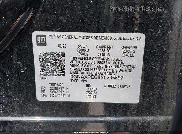 3GNAXPEG8SL295697 2025 CHEVROLET EQUINOX Black 