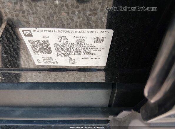 3GNAXSEGXRL166874 2024 CHEVROLET EQUINOX Black Widok komory silnika