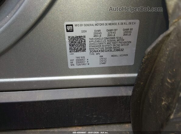 3GNAXSEGXSL238632 2025 CHEVROLET EQUINOX Gray Engine compartment view